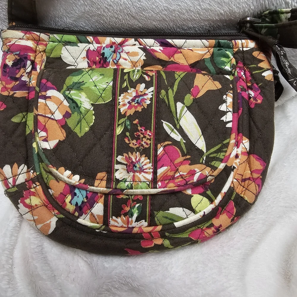 Vera Bradley English Rose Winter 2012  Brown Floral Lizzy Hipster Crossbody Bag